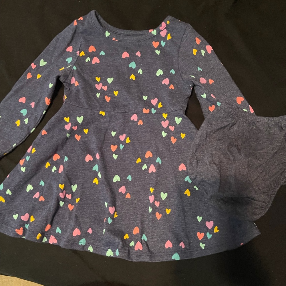 Long sleeve colorful heart dress with bloomers